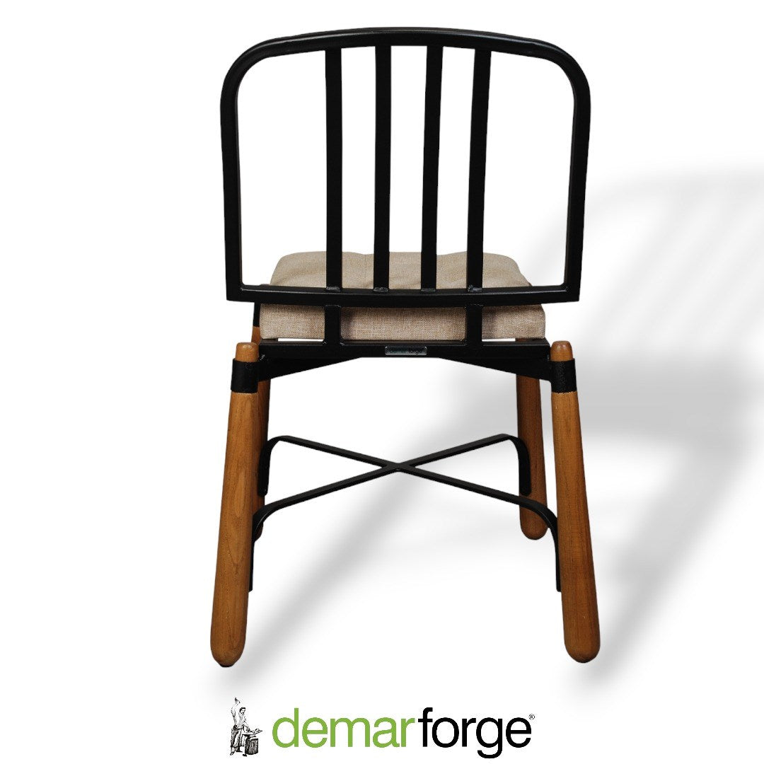 DemarForge Chair 5318 - Handcrafted European Chestnut / Wrought Iron Chair – Customizable Dining Chair (Set of 2)