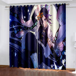Demon Slayer Curtains Pattern Blackout Window Drapes