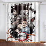Demon Slayer Curtains Pattern Blackout Window Drapes