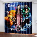 Demon Slayer Curtains Pattern Blackout Window Drapes