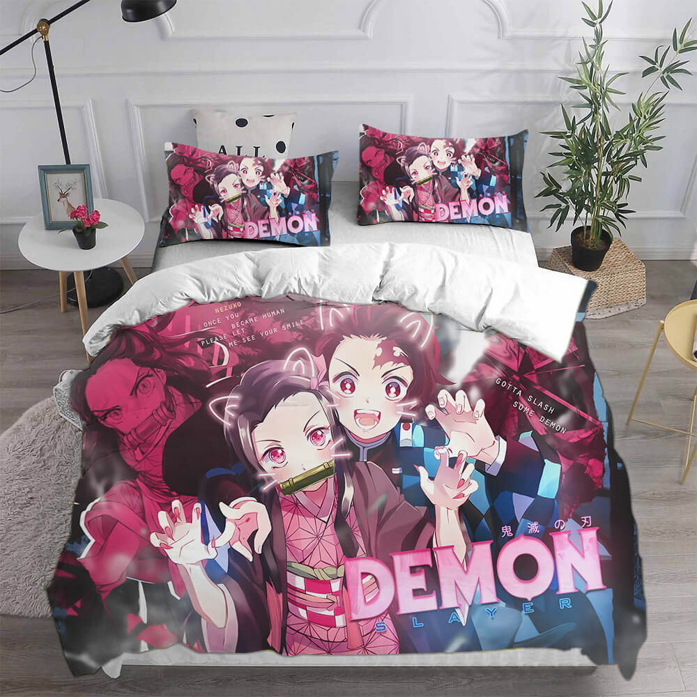Demon Slayer Kimetsu no Yaiba Bedding Set Duvet Cover Quilt Bed Sets