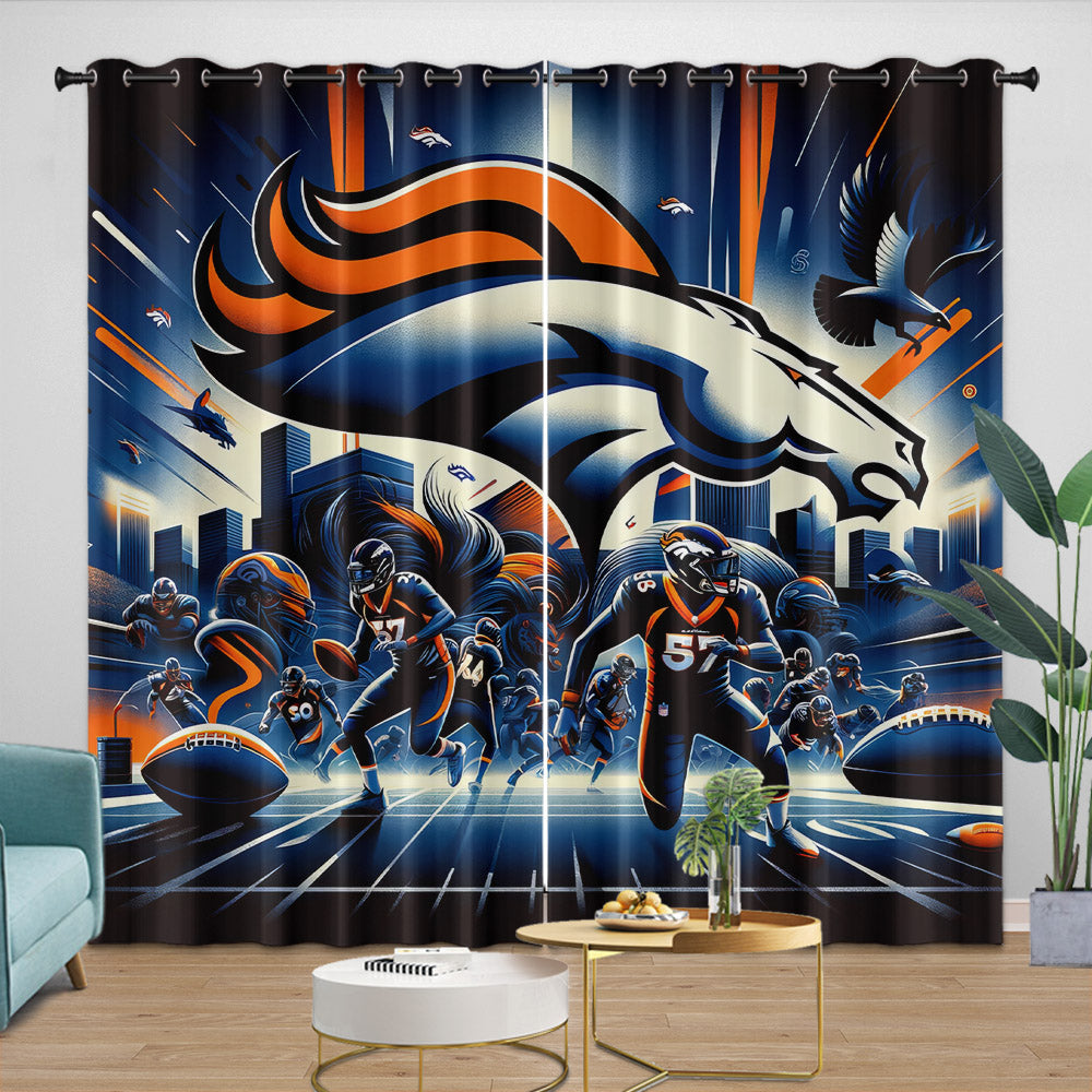 Denver Broncos Curtains Blackout Window Drapes Room Decoration