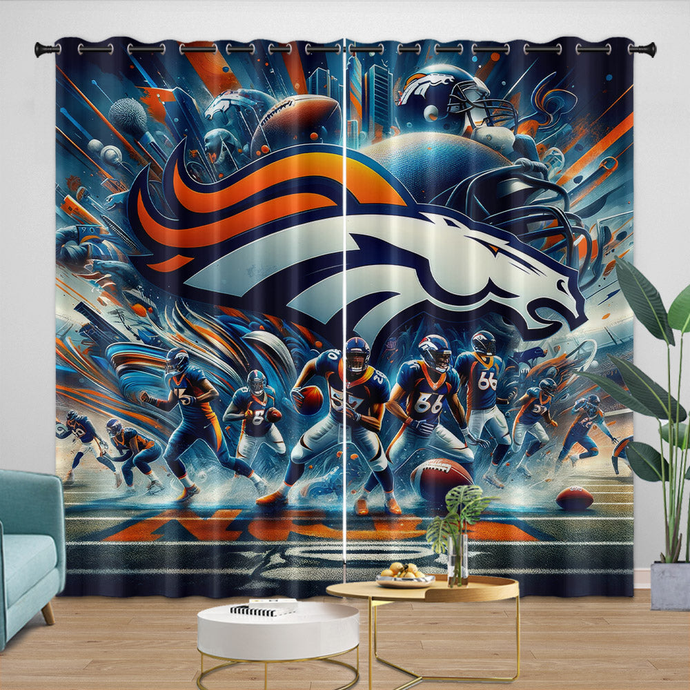 Denver Broncos Curtains Blackout Window Drapes Room Decoration