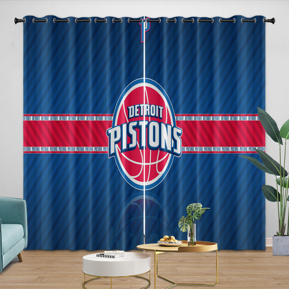 Detroit Pistons Curtains Blackout Window Drapes Room Decoration