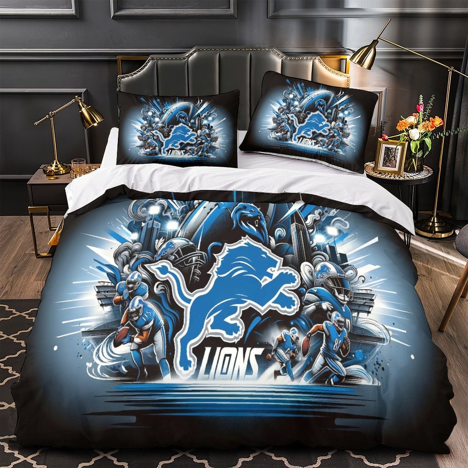 Detroit Lions Bedding Set Duvet Cover Without Filler