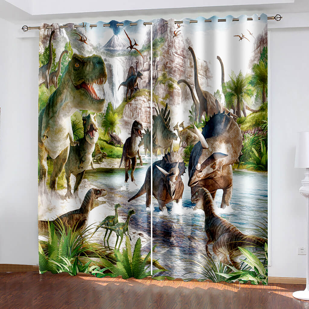 Dinosaur Curtains Blackout Window Treatments Drapes Room Decoration
