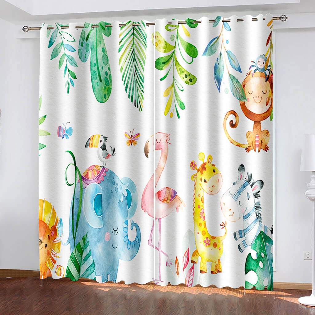 Dinosaur Curtains Blackout Window Treatments Drapes Room Decoration