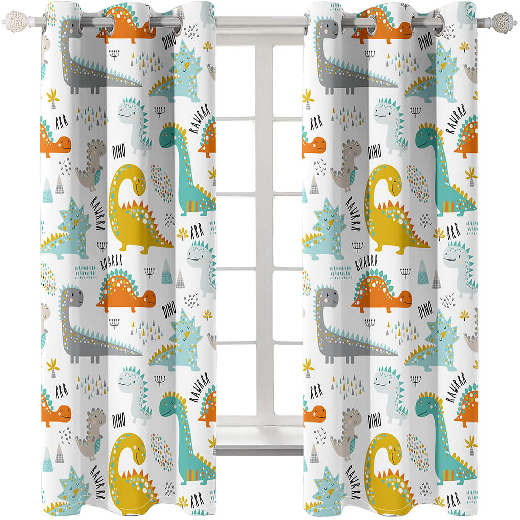 Dinosaur Curtains Blackout Window Treatments Drapes Room Decoration