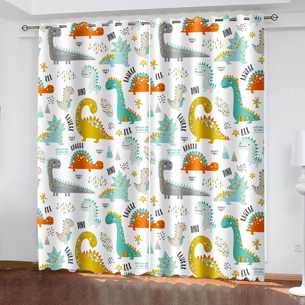 Dinosaur Curtains Blackout Window Treatments Drapes Room Decoration