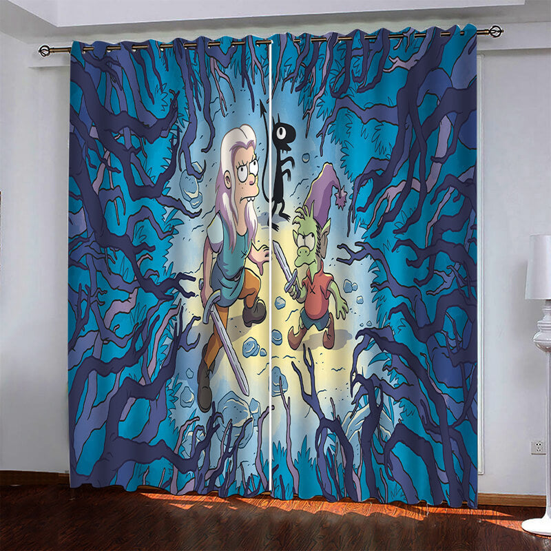 Disenchantment Curtains Pattern Blackout Window Drapes