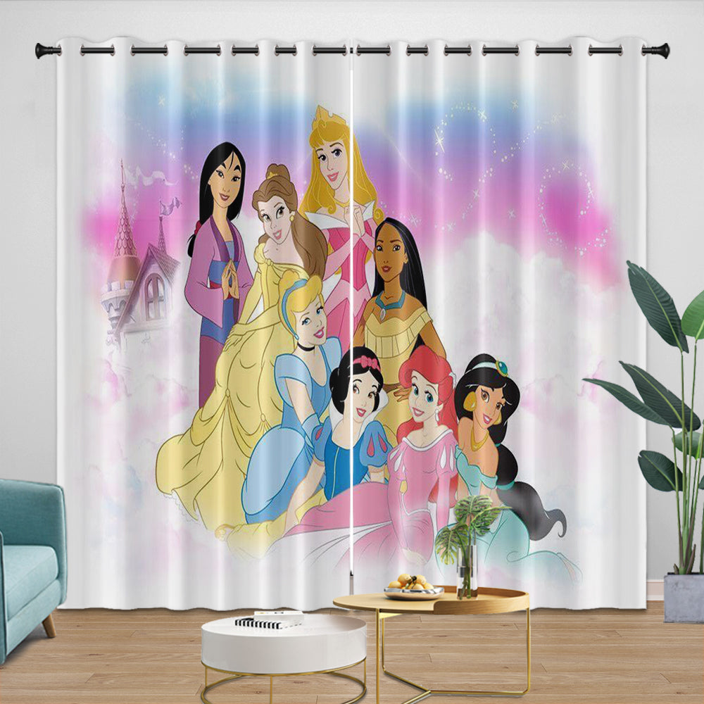 Disney Princess Pattern Curtains Blackout Kids Room Window Drapes