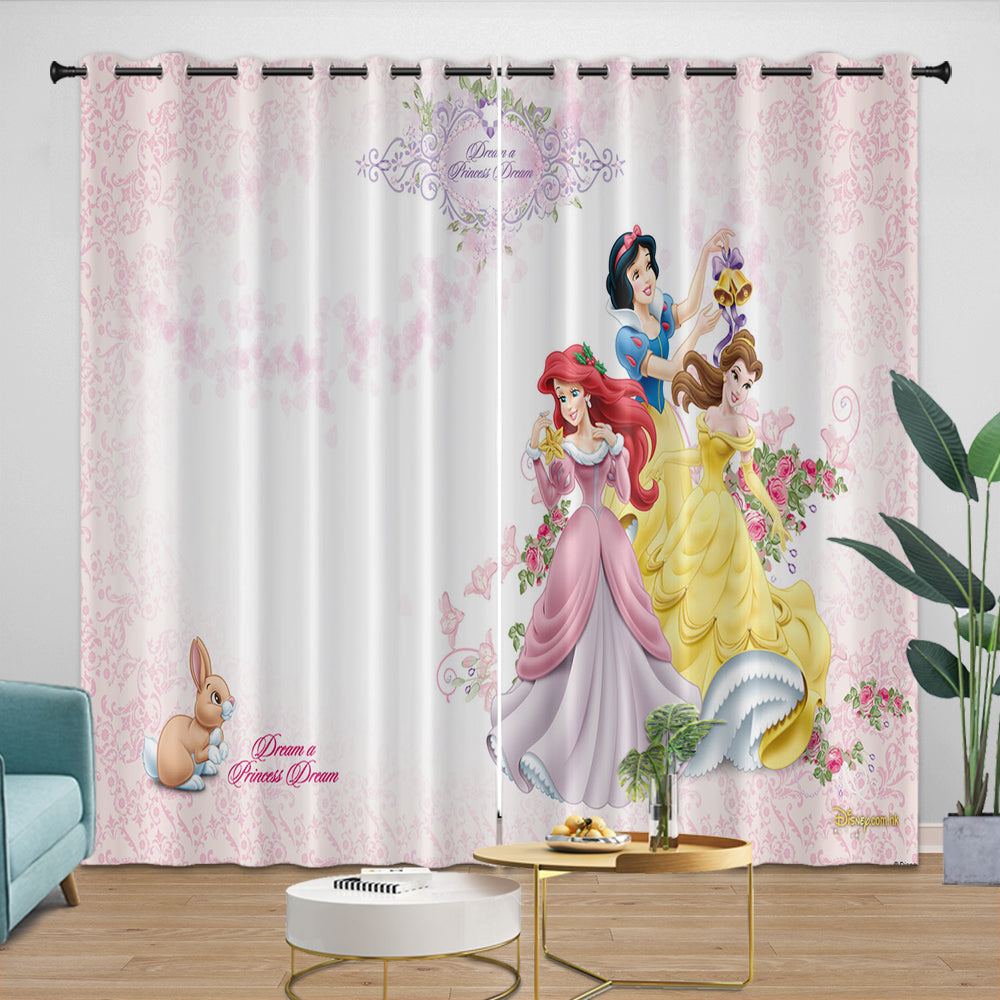 Disney Princess Pattern Curtains Blackout Kids Room Window Drapes