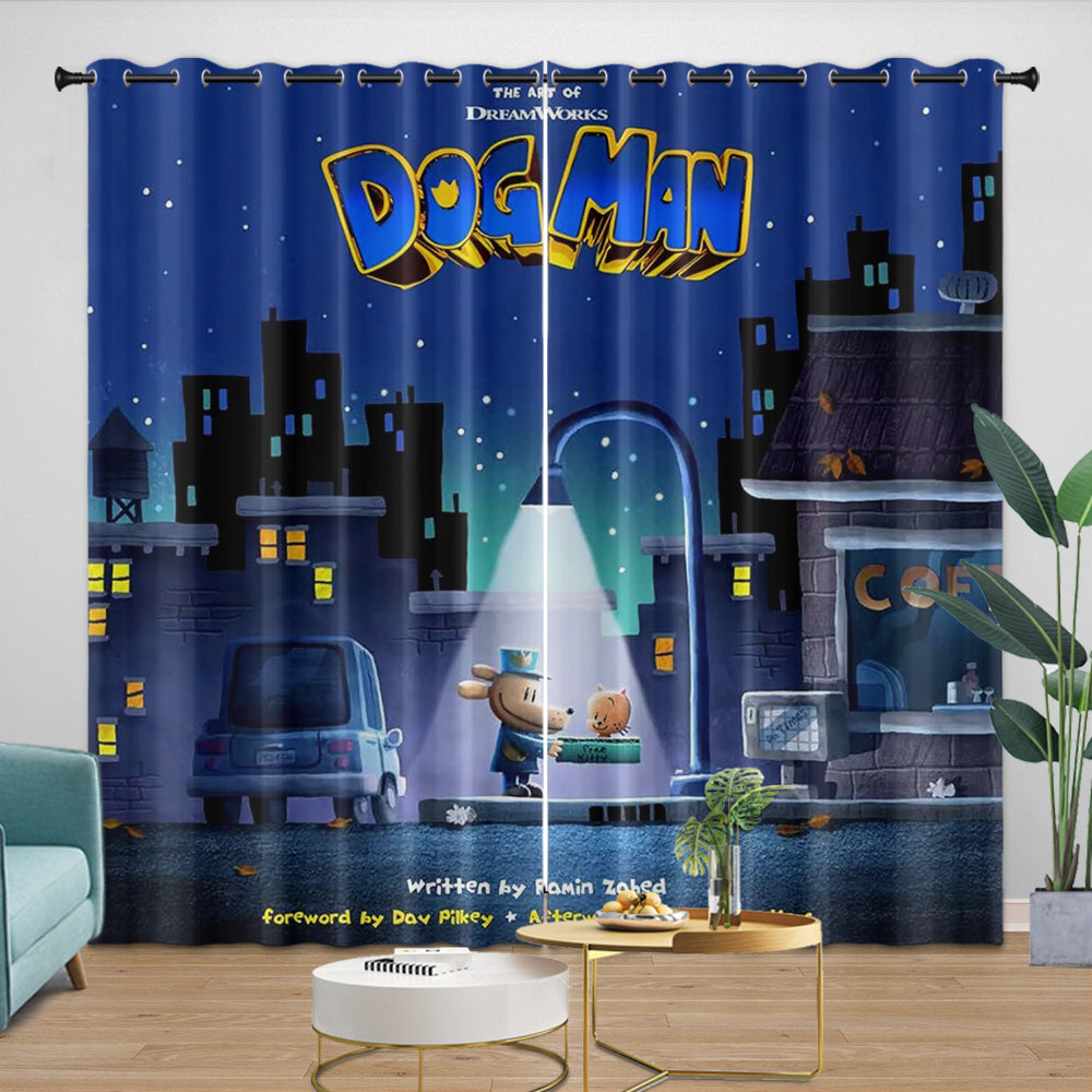 Dog Man Curtains Blackout Window Drapes Room Decoration