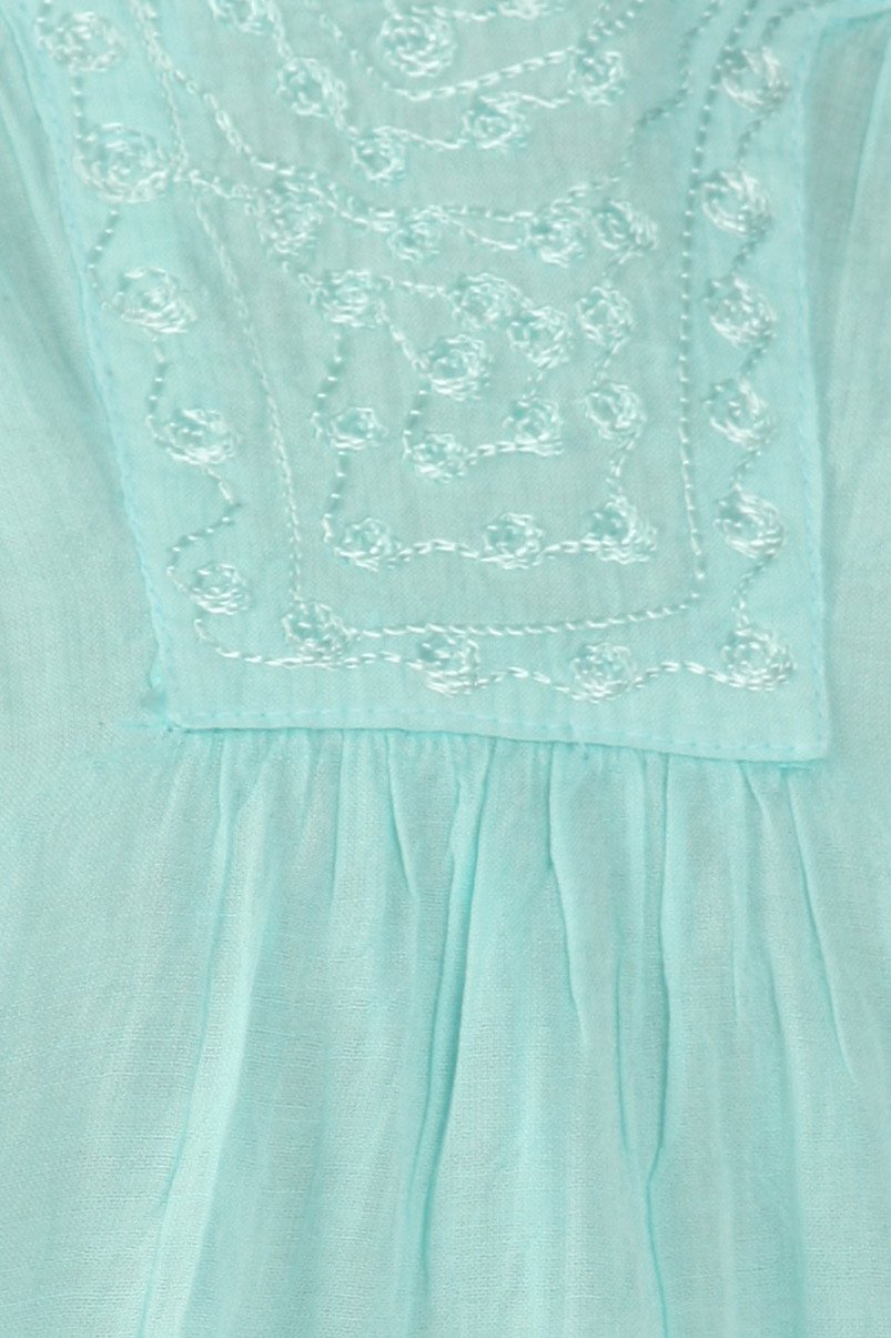 Sakkas Embroidered 100% Cotton Semi-Sheer Short Sleeve Gauzy Top / Blouse