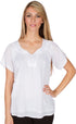 Sakkas Embroidered 100% Cotton Semi-Sheer Short Sleeve Gauzy Top / Blouse