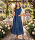Sakkas Maya Floral Embroidered Sleeveless Button Up Rayon Dress