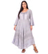Sakkas Mirabel Stonewashed Corset Style Floral Emboridery Kimono Sleeve Dress