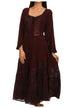 Sakkas Mirabel Stonewashed Corset Style Floral Emboridery Kimono Sleeve Dress