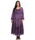 Sakkas Mirabel Stonewashed Corset Style Floral Emboridery Kimono Sleeve Dress
