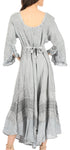 Sakkas Mirabel Stonewashed Corset Style Floral Emboridery Kimono Sleeve Dress