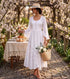Sakkas Mirabel Stonewashed Corset Style Floral Emboridery Kimono Sleeve Dress