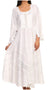Sakkas Mirabel Stonewashed Corset Style Floral Emboridery Kimono Sleeve Dress