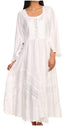 Sakkas Mirabel Stonewashed Corset Style Floral Emboridery Kimono Sleeve Dress