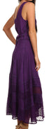 Sakkas Zendaya Stonewashed Rayon Embroidered Floral Vine Sleeveless V-neck Dress