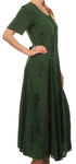Sakkas Hailey Cap Sleeve Caftan Long Embroidered Stonewashed Dress