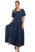 Sakkas Hailey Cap Sleeve Caftan Long Embroidered Stonewashed Dress