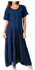 Sakkas Hailey Cap Sleeve Caftan Long Embroidered Stonewashed Dress