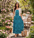 Sakkas Stella Long Tank Top Adjustable Caftan Corset Dress With Embroidery
