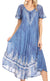 Sakkas Ronny Lace Embroidered Cap Sleeve Tie Dye Wash Caftan Dress / Cover Up