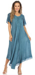 Sakkas Egan Women's Long Embroidered Caftan Dress / Cover Up With Embroidered Cap Sleeves