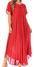 Sakkas Egan Women's Long Embroidered Caftan Dress / Cover Up With Embroidered Cap Sleeves