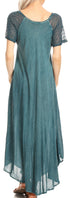 Sakkas Helena Embroidered Nightgown / Women Sleepwear with Eyelet Sleeves