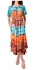 Sakkas Sula Long Laced Tie-Dye Wide Neck Embroidered Boho Sundress Cover Up