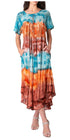Sakkas Sula Long Laced Tie-Dye Wide Neck Embroidered Boho Sundress Cover Up