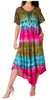 Sakkas Sula Long Laced Tie-Dye Wide Neck Embroidered Boho Sundress Cover Up