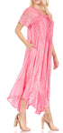 Sakkas Myani Two Tone Embroidered Sheer Cap Sleeve Caftan Long Dress | Cover Up