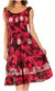 Sakkas Alba Women's Off The Shoulder Smock Ruffle Midi Dress Tie Dye & Embroidery