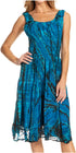 Sakkas Alba Women's Off The Shoulder Smock Ruffle Midi Dress Tie Dye & Embroidery