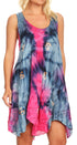 Sakkas Artemi Women's Casual Short Tie-dye Sleeveless Loose Tank Dress Cover-up