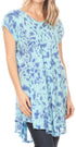Sakkas Xoana Women's Casual Cap Sleeve V-neck Flare Loose Boho Swing Short Dress