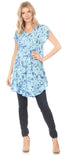 Sakkas Xoana Women's Casual Cap Sleeve V-neck Flare Loose Boho Swing Short Dress