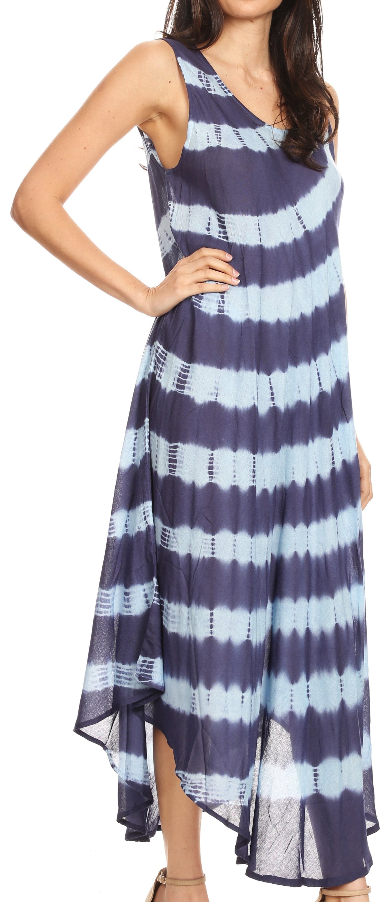 Sakkas Neja Women's Casual Maxi Summer Sleeveless Loose Fit Tie Dye Tank Dress