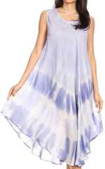 Sakkas Ambra Women's Casual Maxi Tie Dye Sleeveless Loose Tank Cover-up Dress