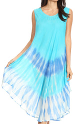 Sakkas Ambra Women's Casual Maxi Tie Dye Sleeveless Loose Tank Cover-up Dress