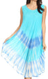 Sakkas Ambra Women's Casual Maxi Tie Dye Sleeveless Loose Tank Cover-up Dress