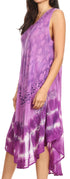 Sakkas Ambra Women's Casual Maxi Tie Dye Sleeveless Loose Tank Cover-up Dress